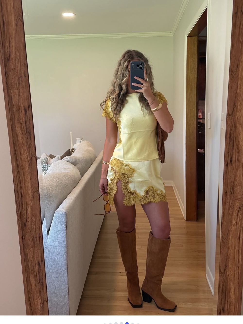 G/FORE Yellow Lace-Trim Skirt Set